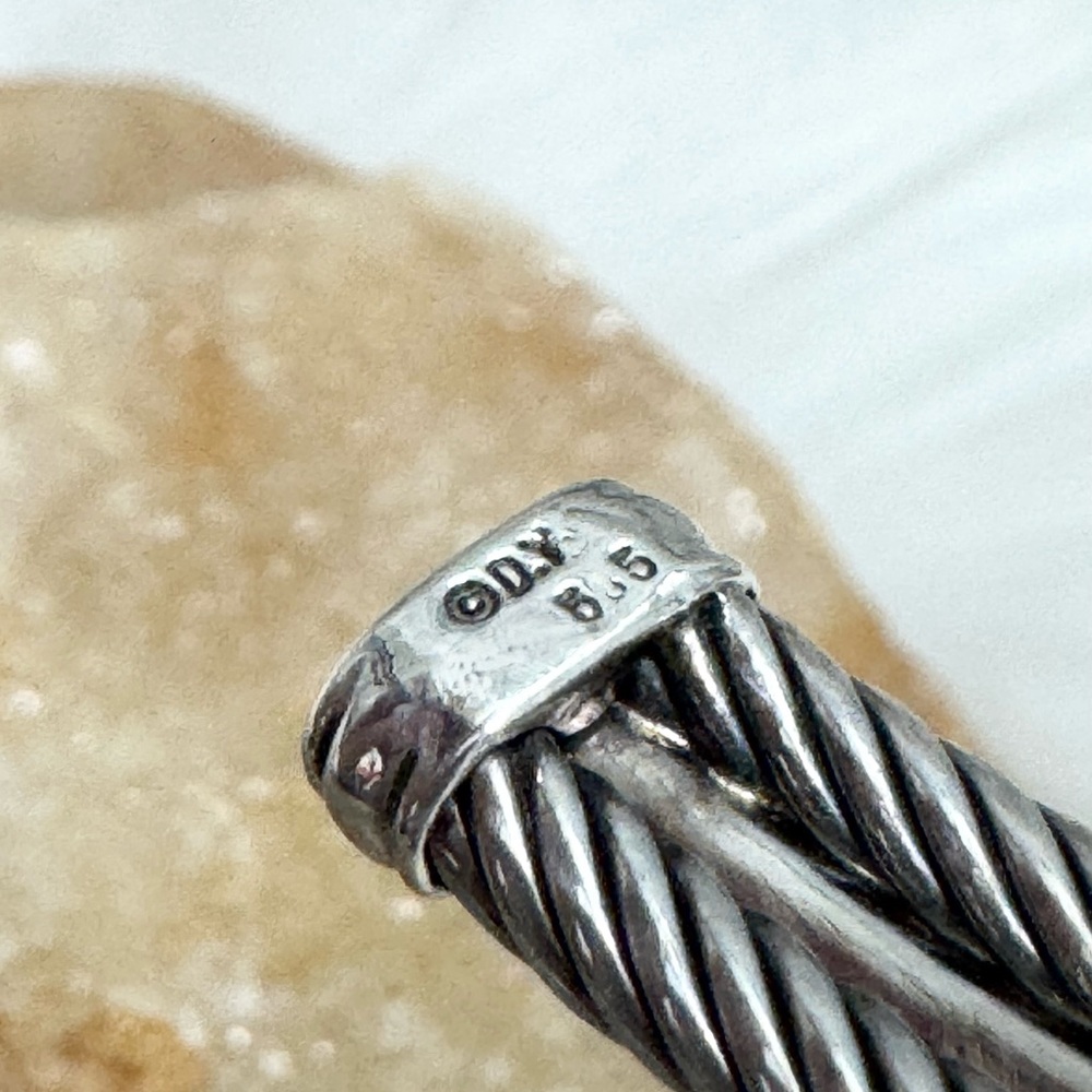 David Yurman .925 14K Gold Double Cable Diamond Cuff Bracelet $2,250 - Picture 7 of 9